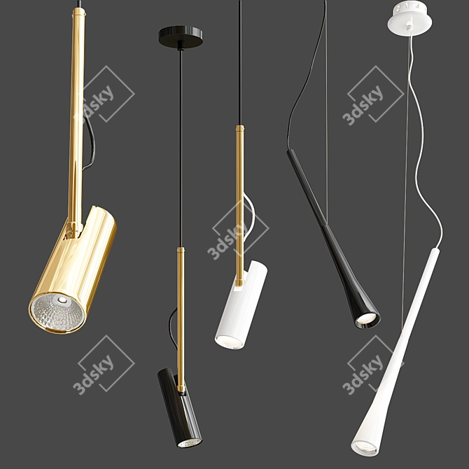 Modern Metal Pendant Light Collection 3D model image 1