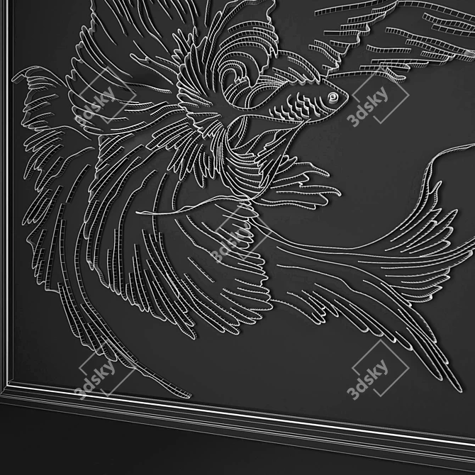 Title: Goldfish Stainless Steel Wall Panel 3D model image 4