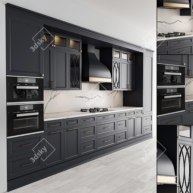 Classic Gray Kitchen Set 3D model image 1