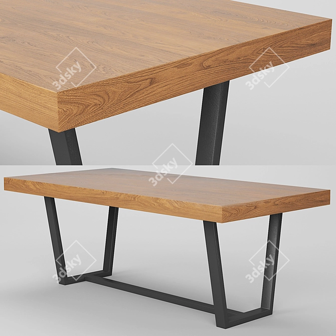 Modern Dining Table Set with Chairs 3D model image 3