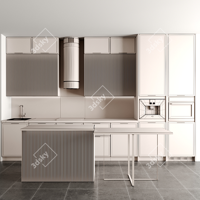 Modern Kitchen Interior Design 3D model image 4