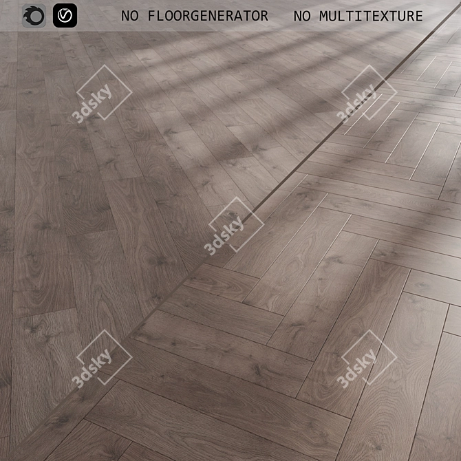 Durable Laminate Flooring: Standard & Herringbone Designs. 3D model image 1