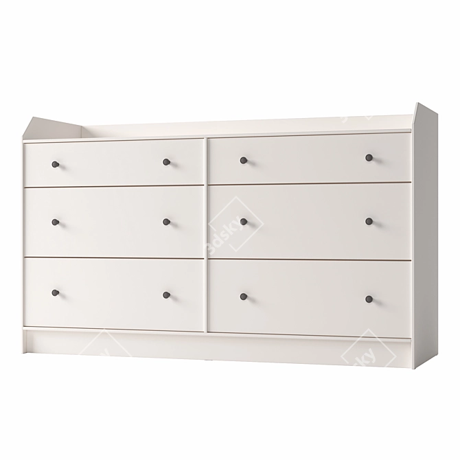 Stylish HAUGA 6-Drawer Chest 3D model image 2