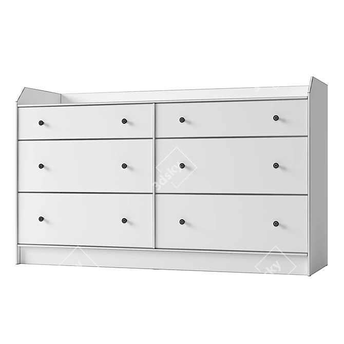 Stylish HAUGA 6-Drawer Chest 3D model image 4