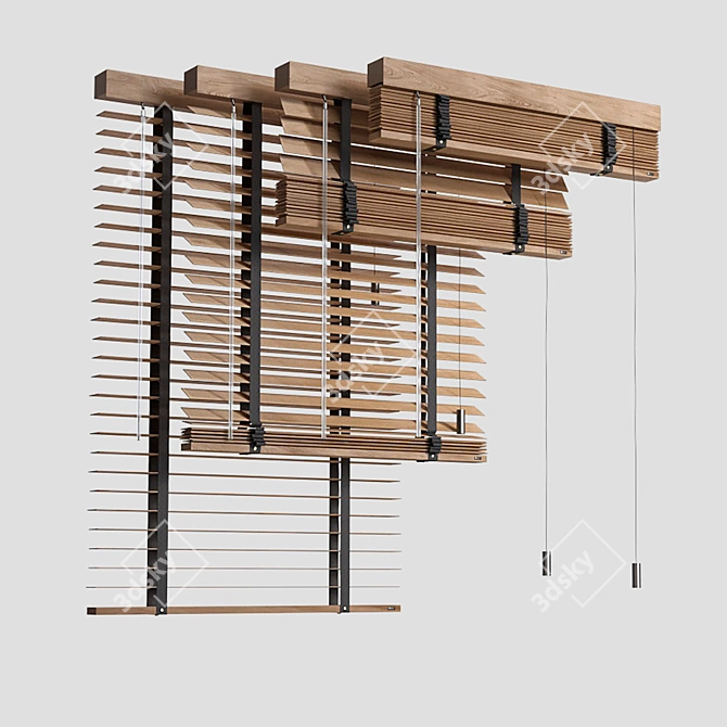 Wooden Venetian Blinds Collection 3D model image 3