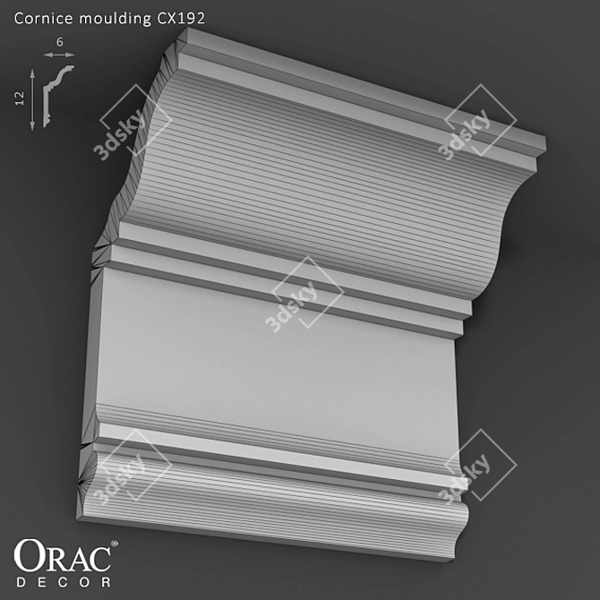 Elegant OM Cornice Decor 3D model image 2