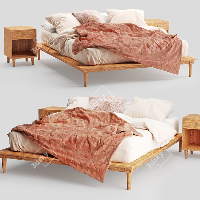 Modern Amelia Platform Bed: Urban Outfitters 3D model image 1