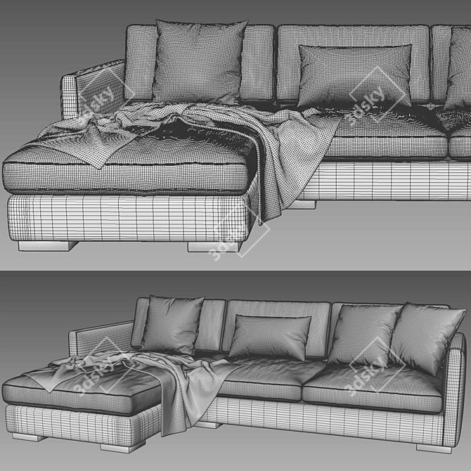 Elegantly Modern Meridiani Chaise 3D model image 4