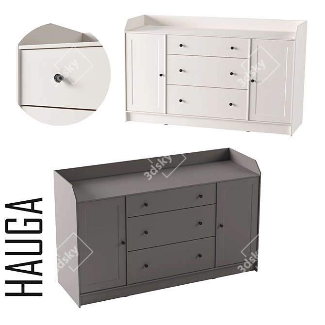 Hauga Sideboard, Elegant Gray-White 3D model image 1