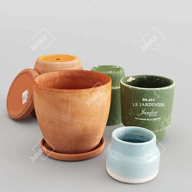 3D Scanned Pot Set 3D model image 1