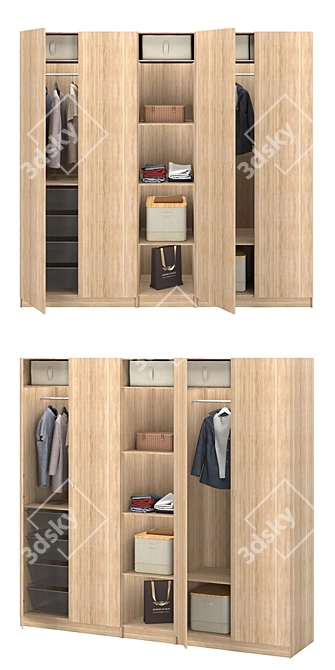Modern Dark Brown-Wood Wardrobe by IKEA 3D model image 3