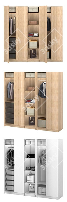 Modern Dark Brown-Wood Wardrobe by IKEA 3D model image 4