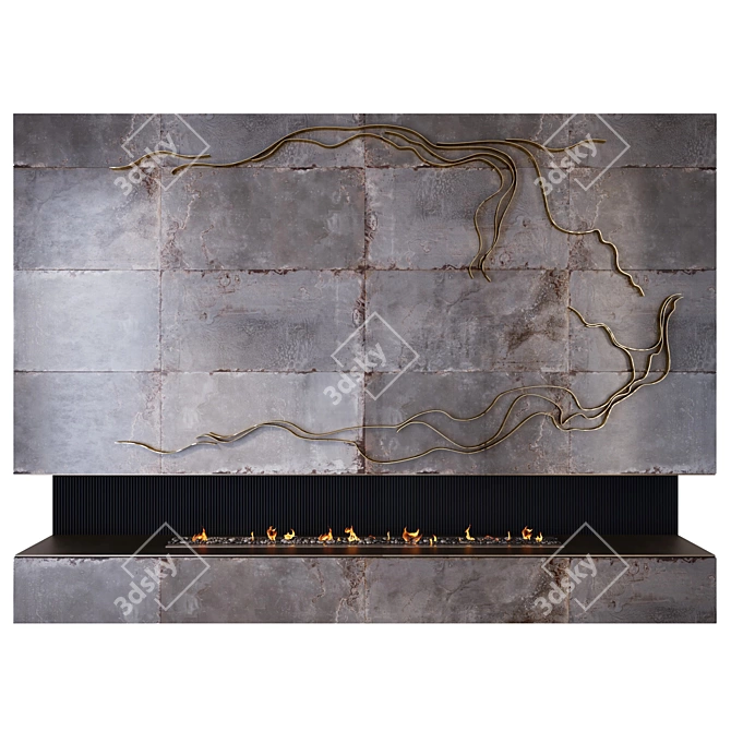 Wave Metal Wall Panel 3D model image 1