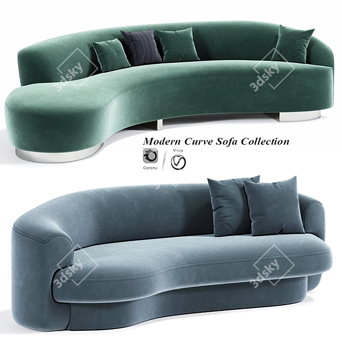 Elegant Freeform Vladimir Kagan Canape Sofa 3D model image 1