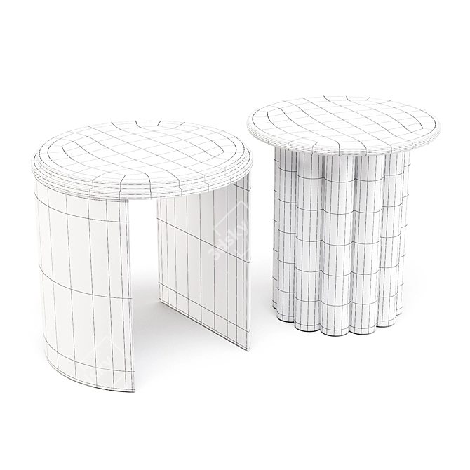 Modern 80s Inspired Side Tables 3D model image 2