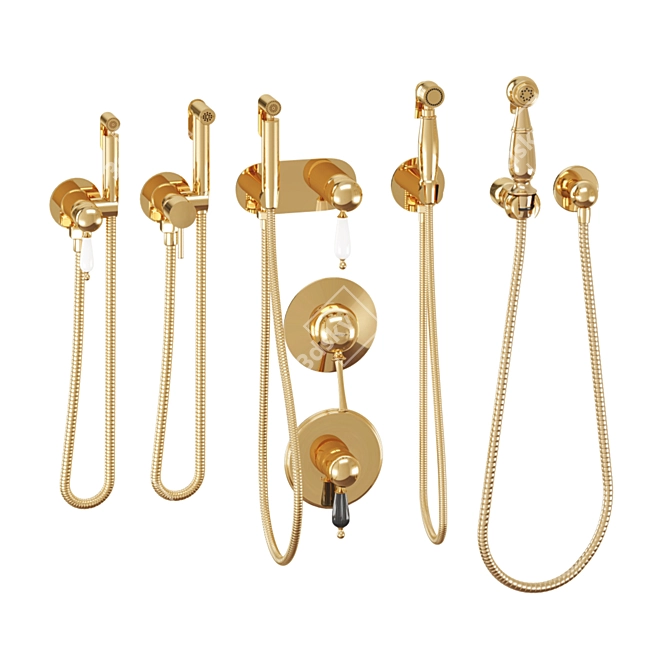 Luxury Gold Shower Collection 3D model image 5