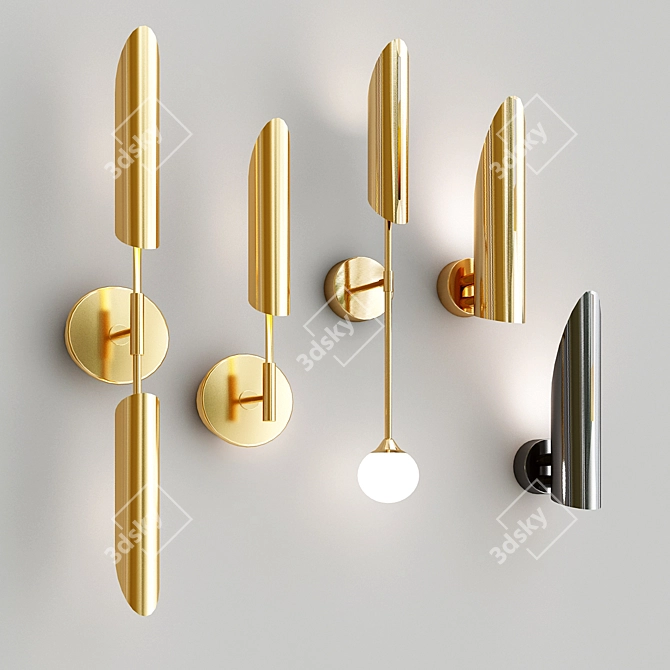 Sleek Metal Wall Lights - GERD Collection 3D model image 2