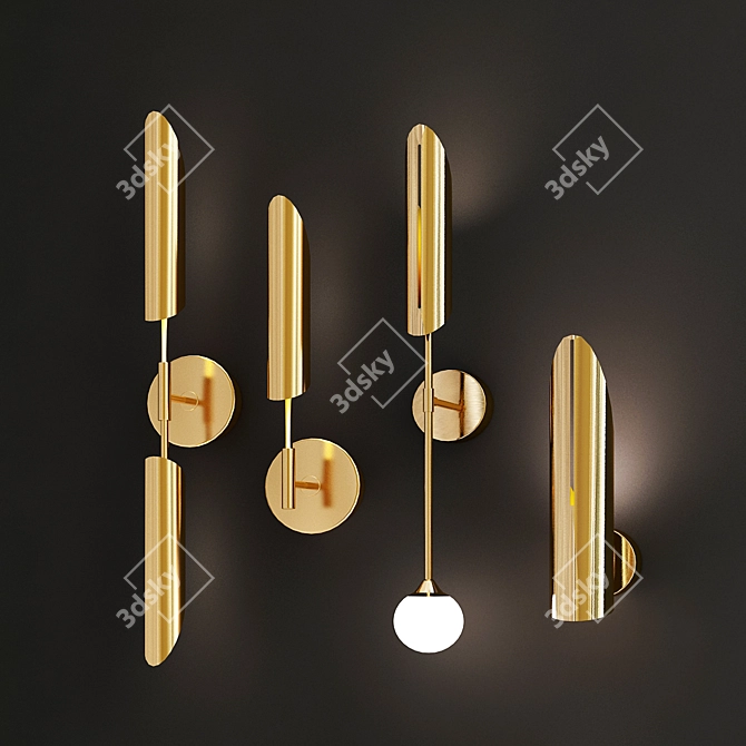 Sleek Metal Wall Lights - GERD Collection 3D model image 3