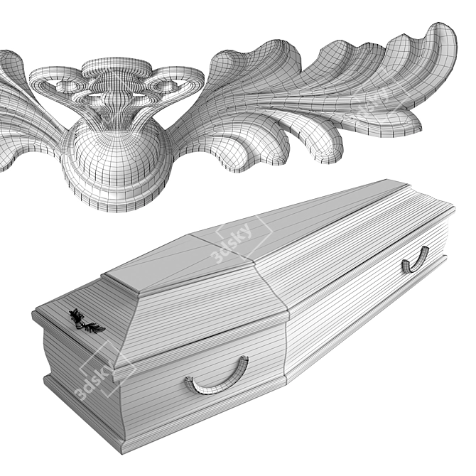 Elegant Crimson Coffin 3D model image 3