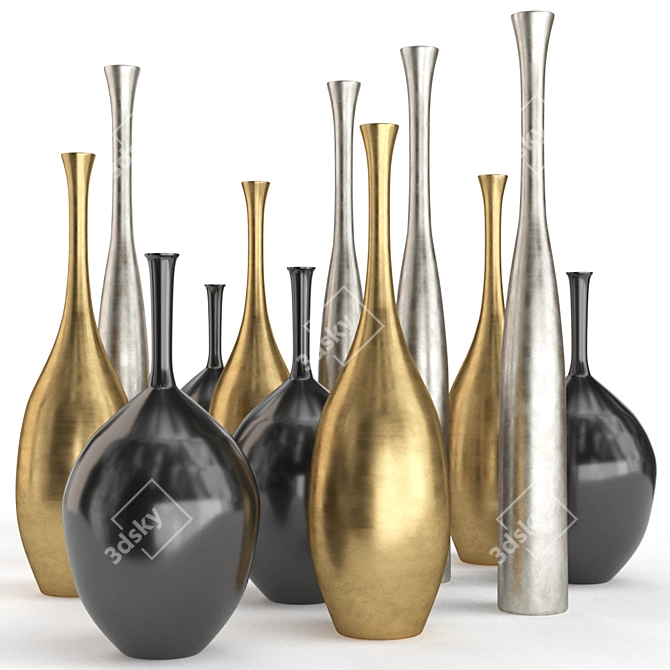 Luxury Silver and Gold Decor Set 3D model image 2