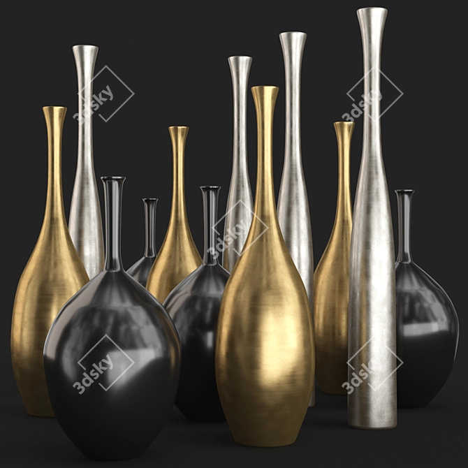 Luxury Silver and Gold Decor Set 3D model image 3