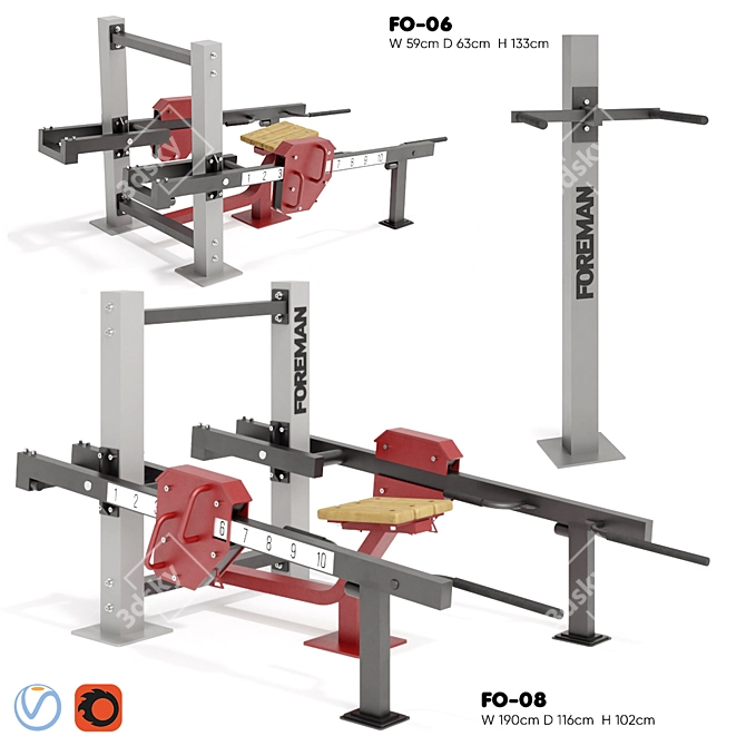 Foreman Fitness Equipment: Sittings & Bars 3D model image 1