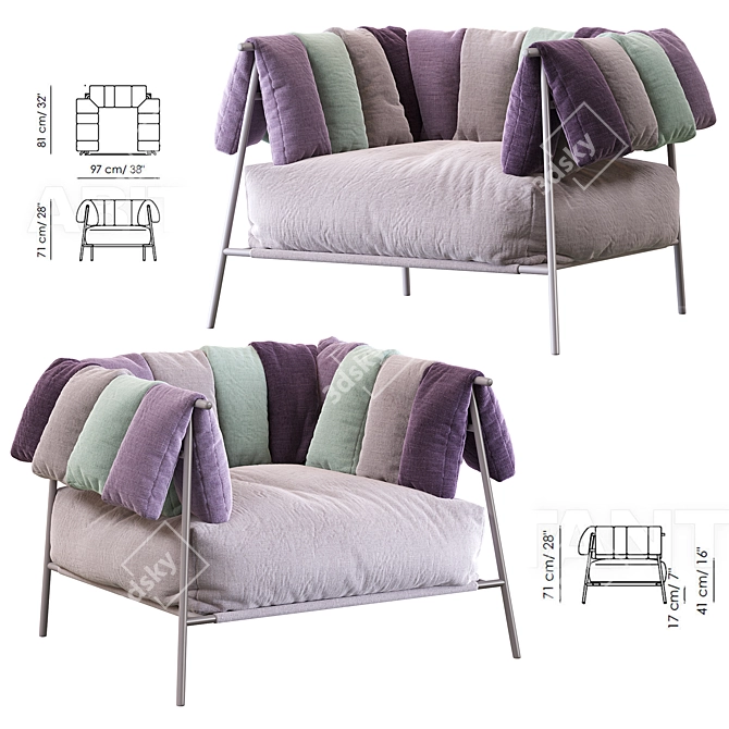Stylish Armchair: Tirella by Bonaldo 3D model image 1