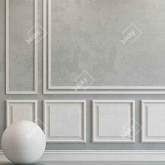 Elegant Plaster with Ornate Molding 3D model image 2