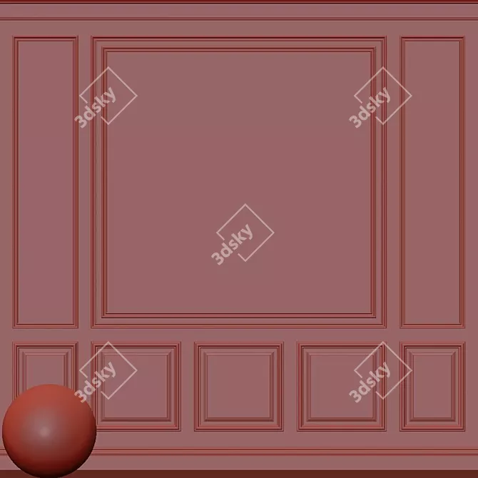 Elegant Plaster with Ornate Molding 3D model image 3