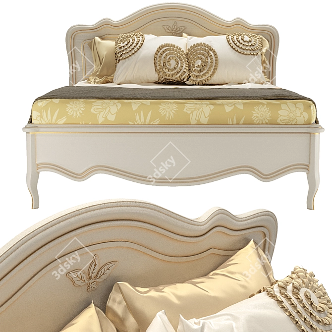 Elegant Trio Bed: Perfect Combination of Style and Comfort 3D model image 3