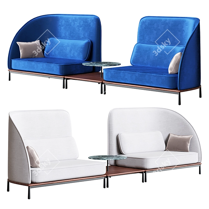 Stellar Works Arc Sofa Set & Coffee Table 3D model image 2