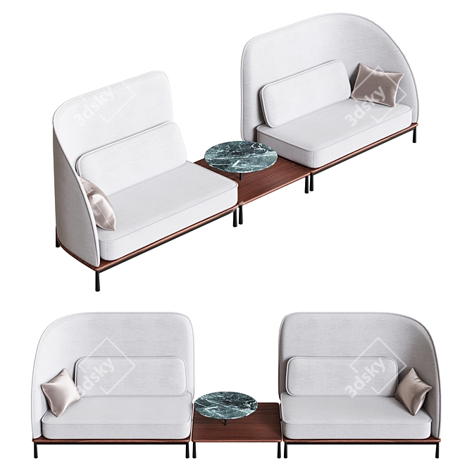 Stellar Works Arc Sofa Set & Coffee Table 3D model image 3