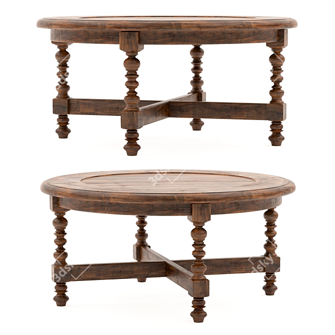 Rustic Reclaimed Wood Coffee Table 3D model image 1