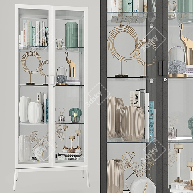 Modern Glass Display Cabinet 3D model image 1