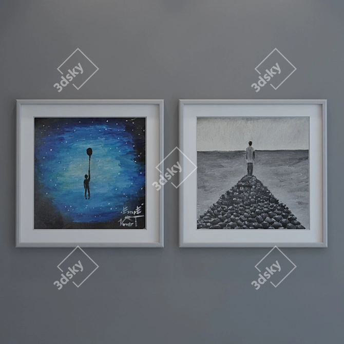 Teen Room Art: Colorful Frames 3D model image 3