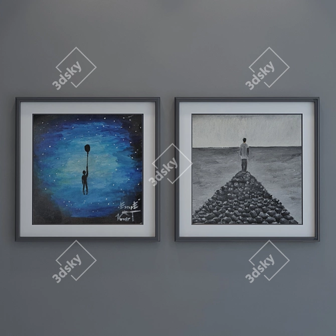 Teen Room Art: Colorful Frames 3D model image 5