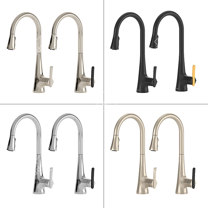 Sleek Sinema High Arc Kitchen Faucet 3D model image 2