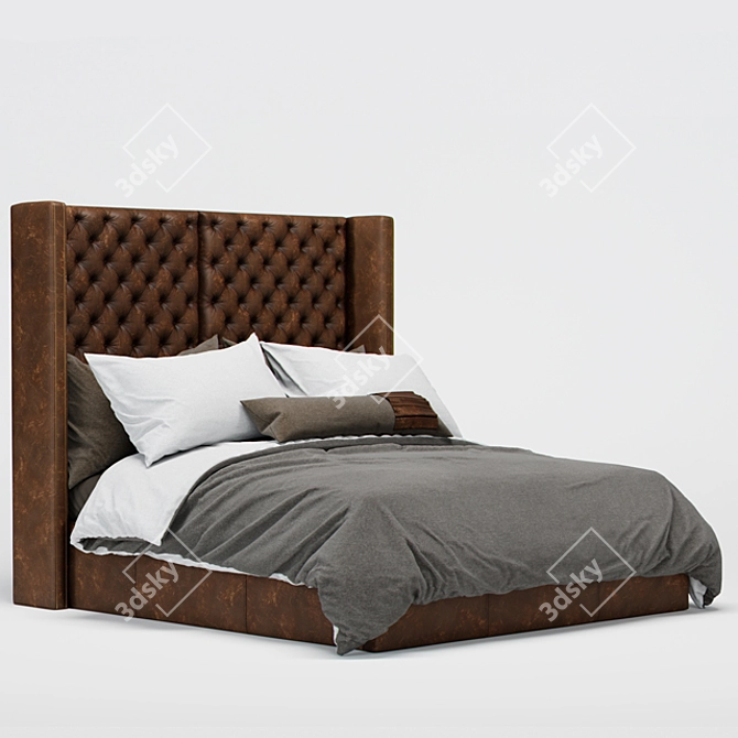 Sleek Leather Memphis Bed 3D model image 2
