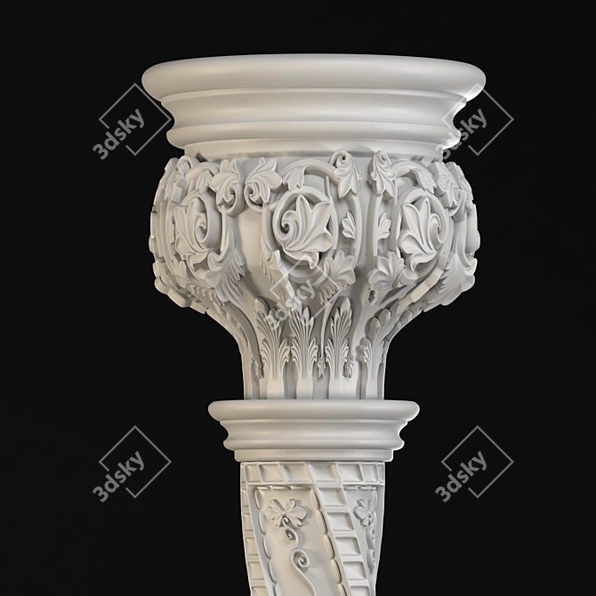 Carved Plaster Column: 3D Model 3D model image 2