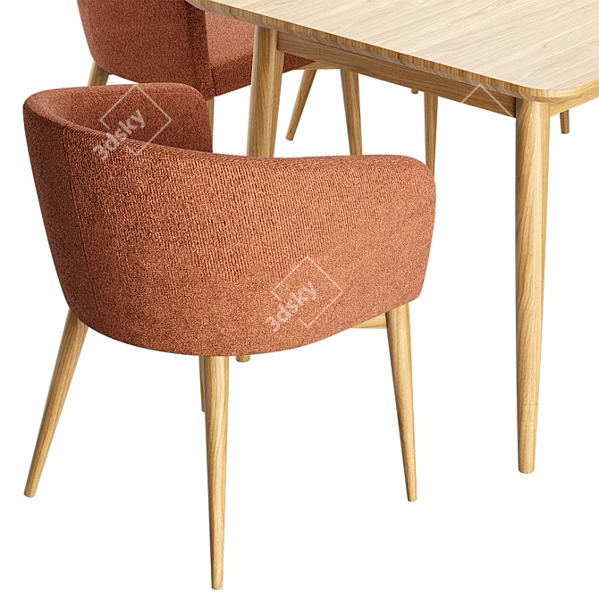 Modern Torino Chair: Tate Walnut Extendable Dining Table 3D model image 3