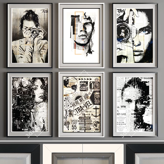 Sleek 6-Piece Art Frame Set 3D model image 1