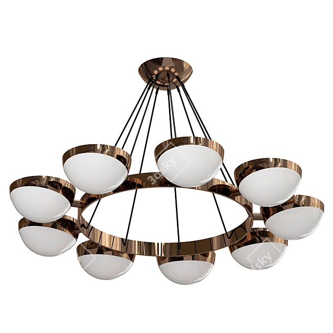 Vintage Stilnovo Brass Glass Ceiling Lamp 3D model image 1