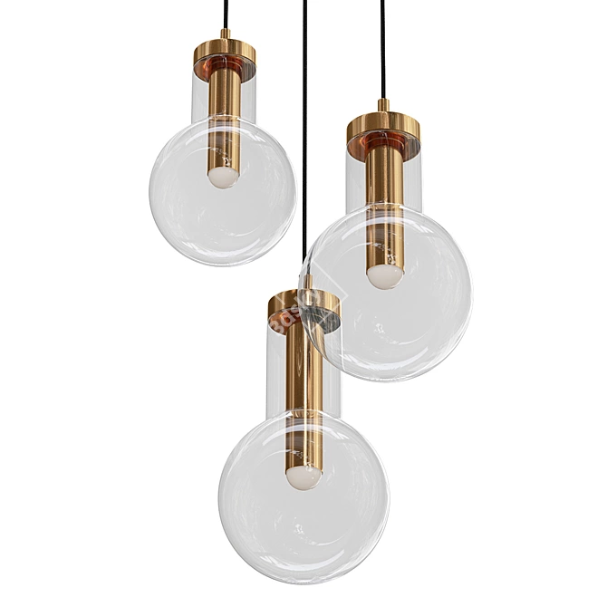 Sleek Smoked Glass Chandelier 3D model image 1