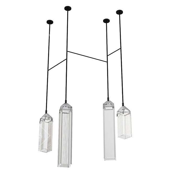 Shagreen Rhapsody Chandelier: Quartz & Brass 3D model image 1