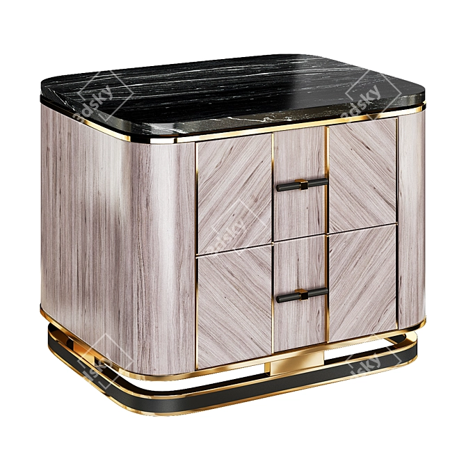 Modern Marble Ashi Nightstand 3D model image 1