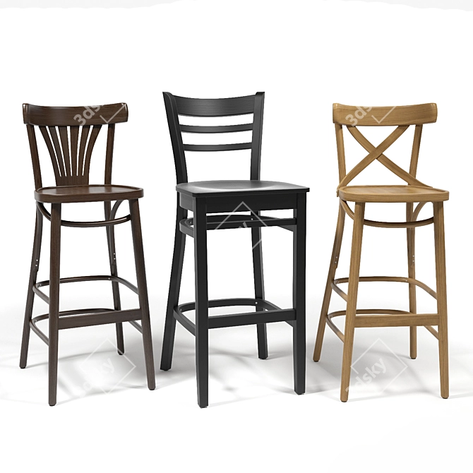 Sleek FameG Barstools Set 3D model image 1