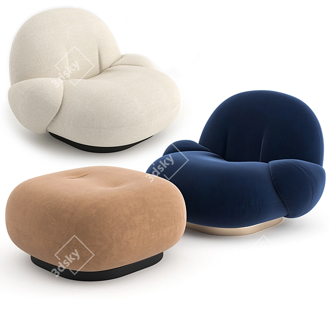 Modern Pacha Lounge Chair: Sleek Comfort with Armrest 3D model image 3