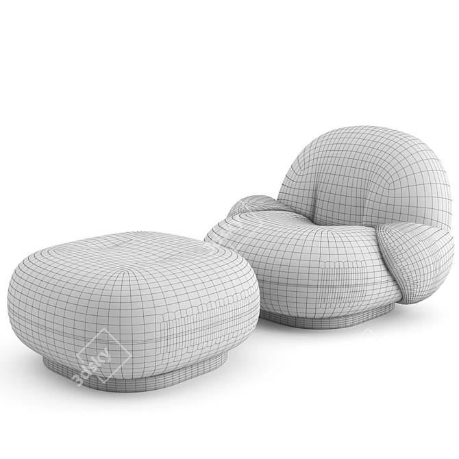 Modern Pacha Lounge Chair: Sleek Comfort with Armrest 3D model image 5