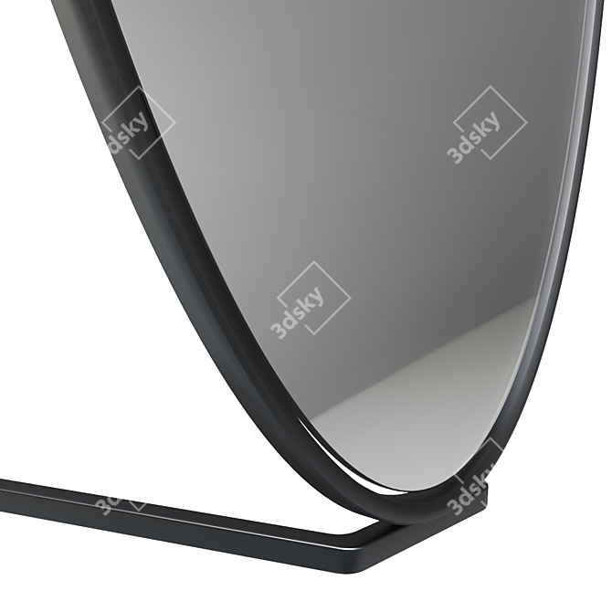 Elegant Oval Metal Frame Mirror 3D model image 4