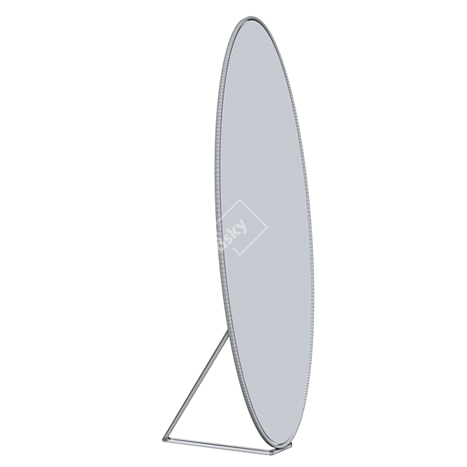 Elegant Oval Metal Frame Mirror 3D model image 5